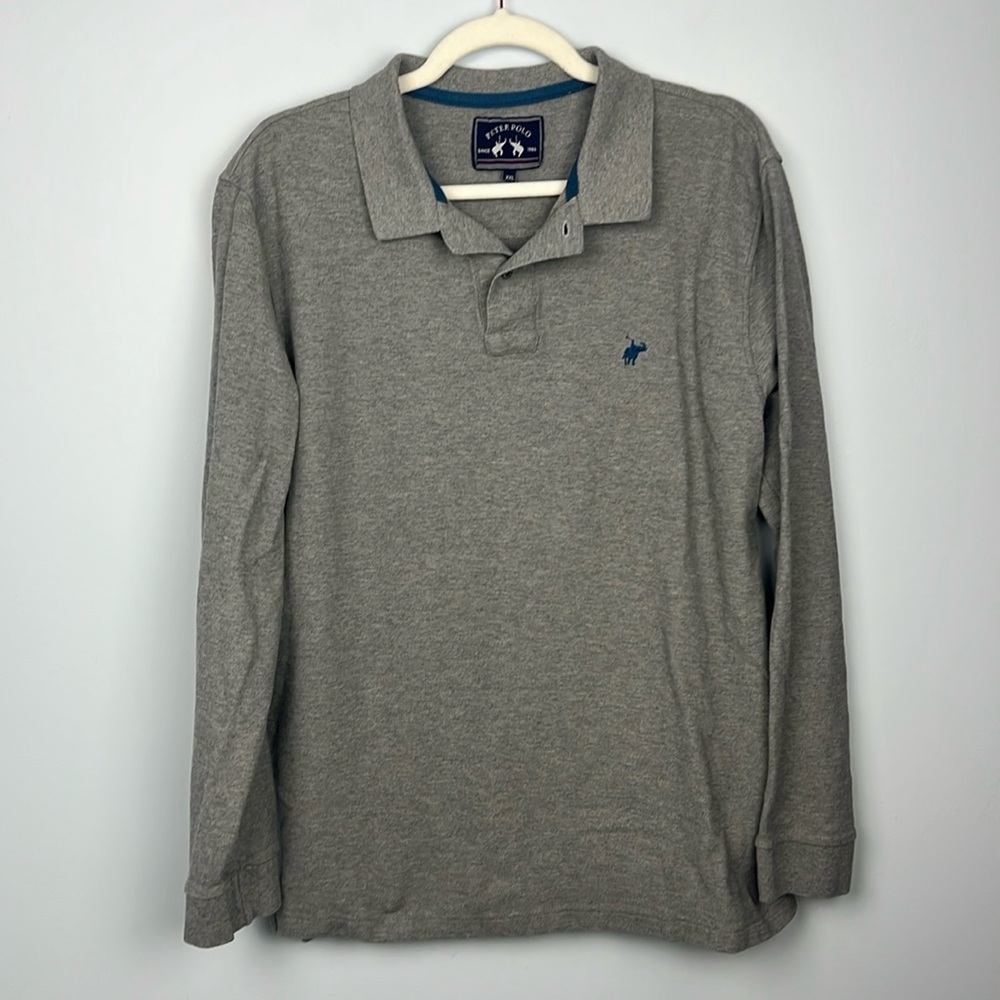 Peter Polo St. Tropez men’s XXL long sleeve gray cotton polo shirt